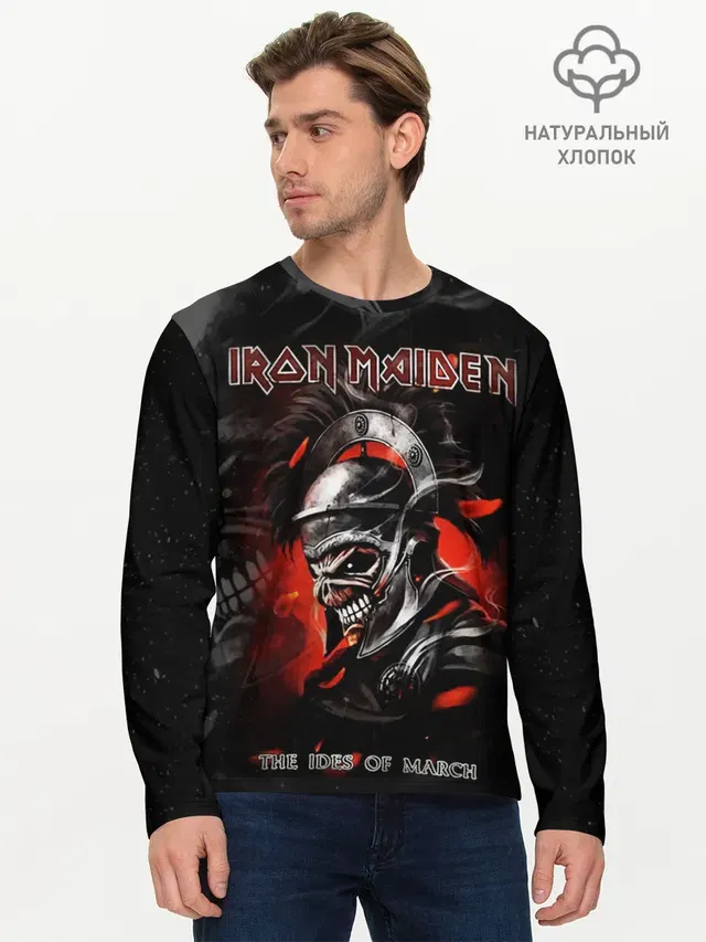 Мужской лонгслив базовый с принтом «Iron Maiden»