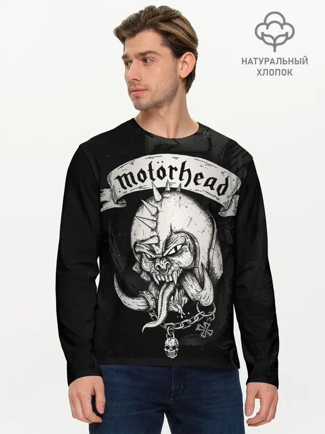 Мужской лонгслив базовый с принтом «Motorhead»