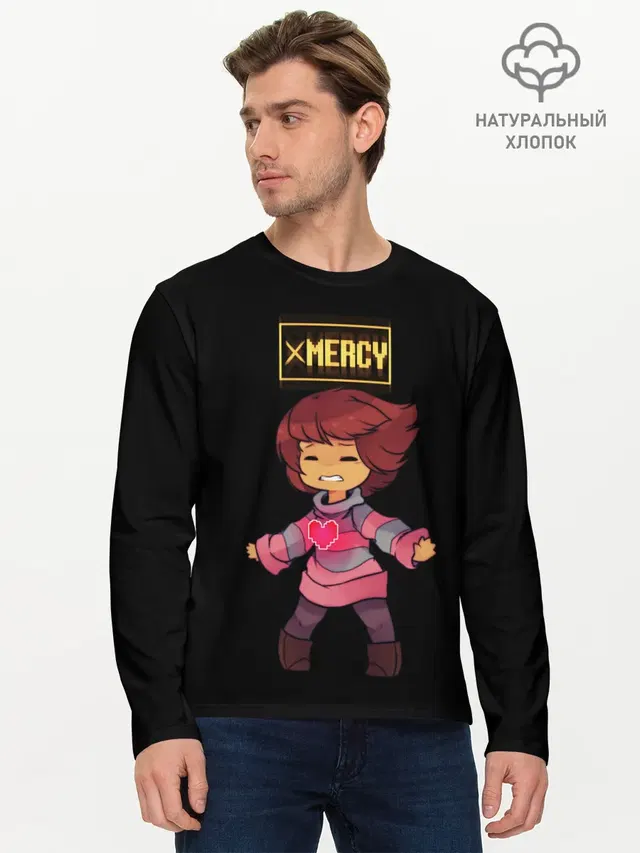 Мужской лонгслив базовый с принтом «Undertale Frisk»