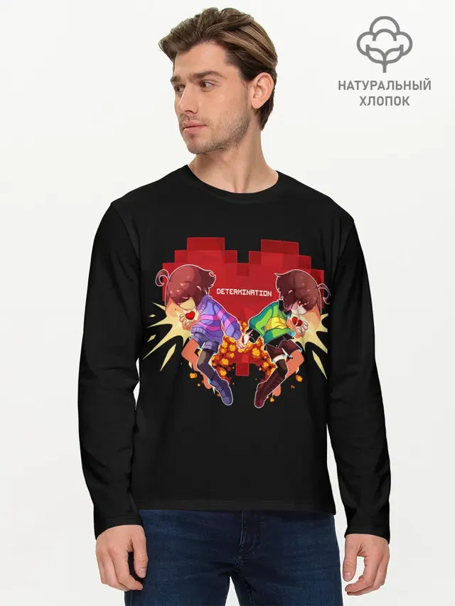 Мужской лонгслив базовый с принтом «Undertale»