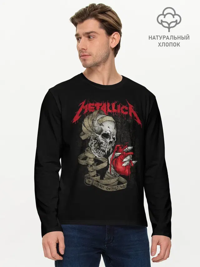 Мужской лонгслив базовый с принтом «Metallica»