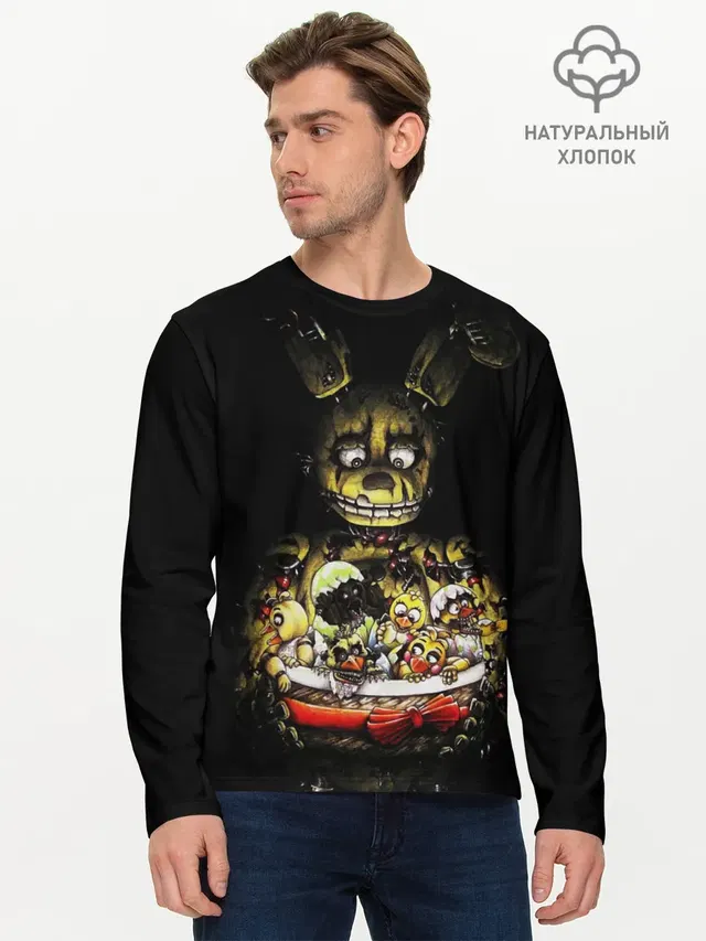 Мужской лонгслив базовый с принтом «Five Nights At Freddy\s»