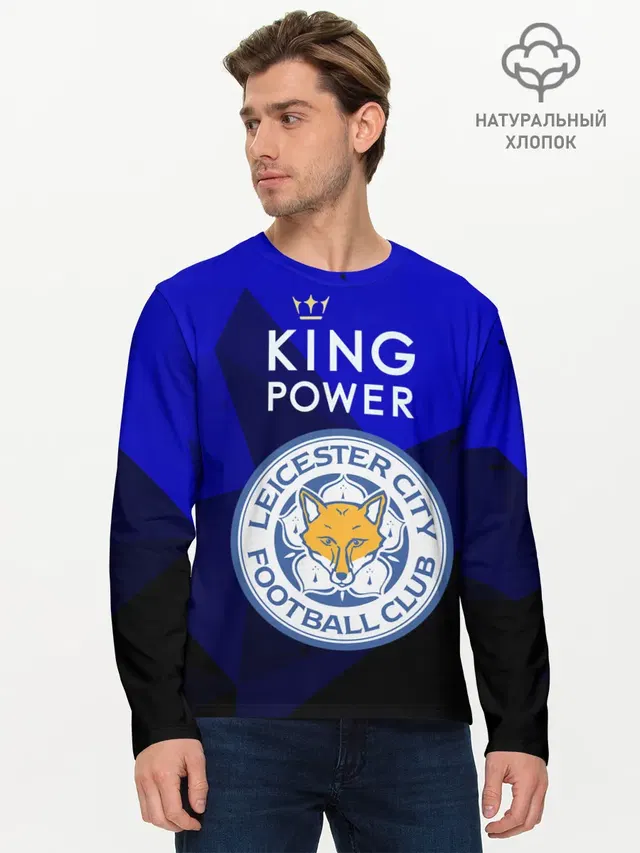Мужской лонгслив базовый с принтом «Leicester City»