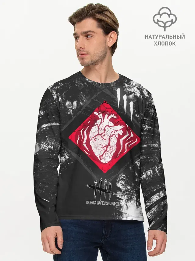 Мужской лонгслив базовый с принтом «Dead by Daylight — DBD - beating heart»