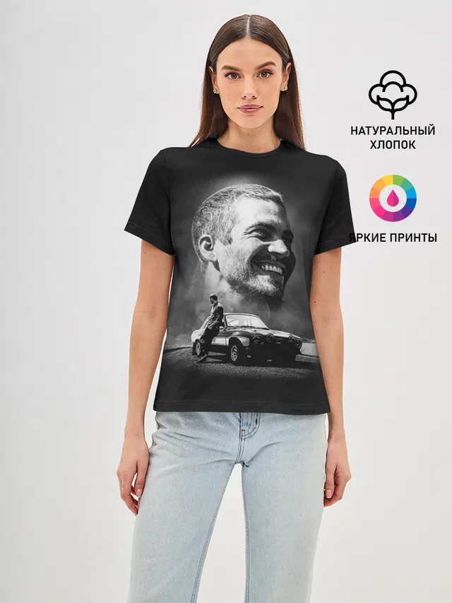 Женская базовая футболка с принтом «Разные автомобильные — Paul Walker»