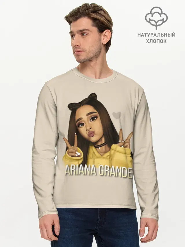 Мужской лонгслив базовый с принтом «Ариана Гранде — Ariana Grande»
