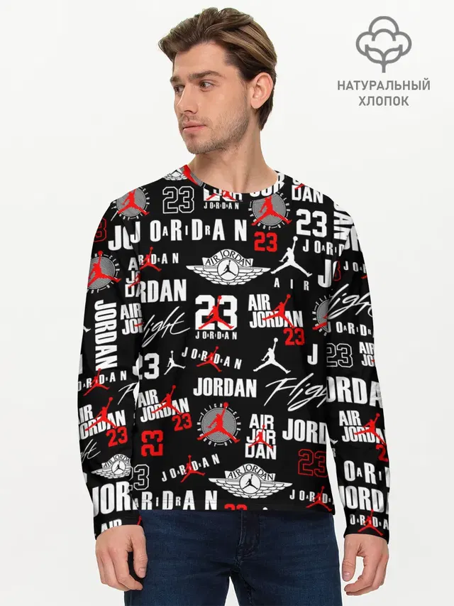 Мужской лонгслив базовый с принтом «НБА — MICHAEL JORDAN LOGOBOMBING»