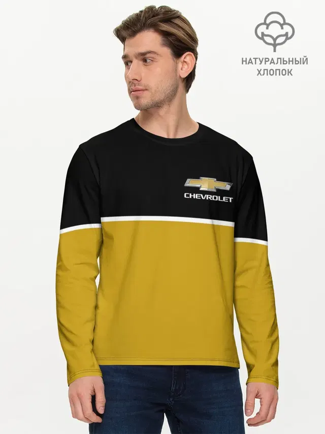 Мужской лонгслив базовый с принтом «Chevrolet»