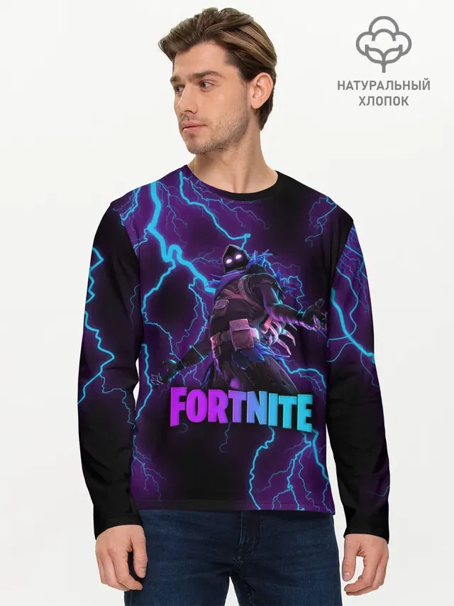 Мужской лонгслив базовый с принтом «Фортнайт — FORTNITE RAVEN»