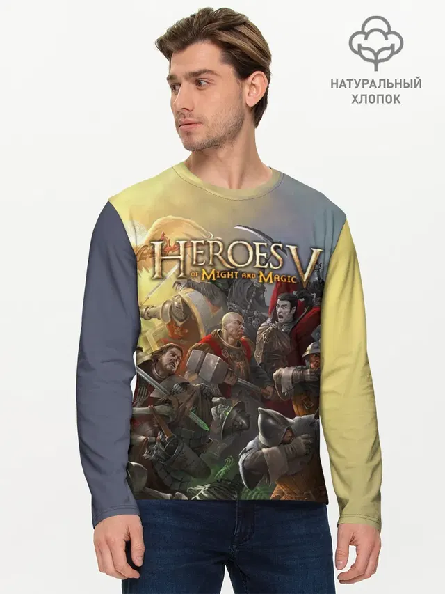 Мужской лонгслив базовый с принтом «Heroes — Heroes of Might and Magic»
