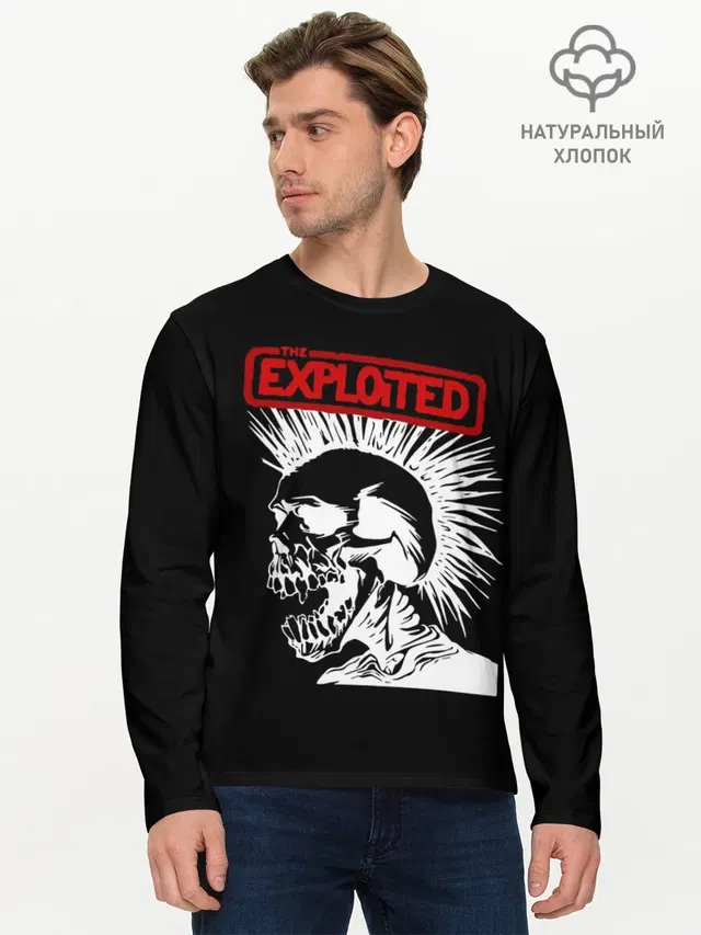 Мужской лонгслив базовый с принтом «Разный рок — The Exploited»