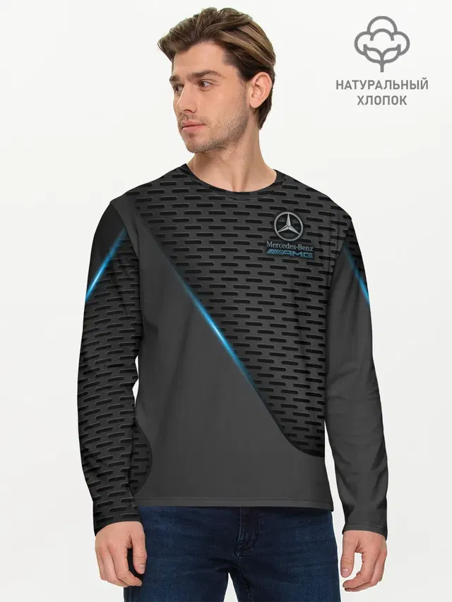 Мужской лонгслив базовый с принтом «Merсedes — Mercedes-AMG»