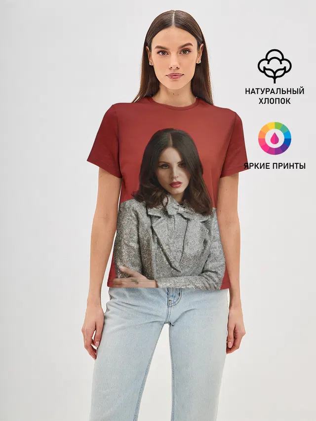 Женская базовая футболка с принтом «Lana Del Rey — Горячая Лана»