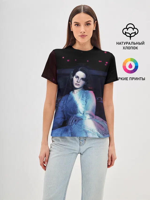 Женская базовая футболка с принтом «Lana Del Rey — Нежная Лана»
