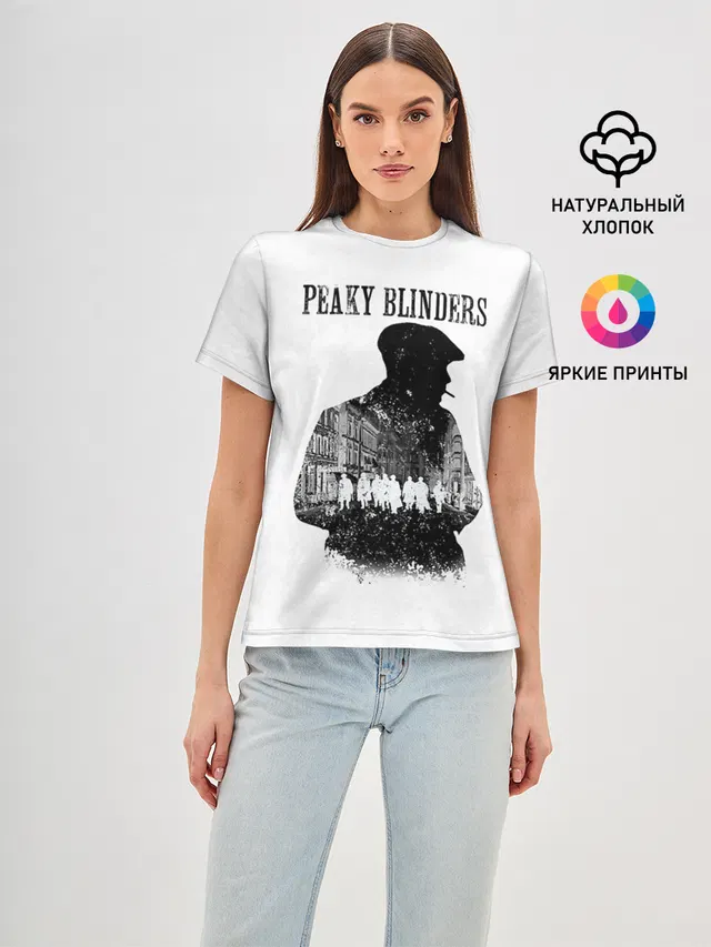 Женская базовая футболка с принтом «Острые козырьки — Thomas Shelby Peaky Blinders»