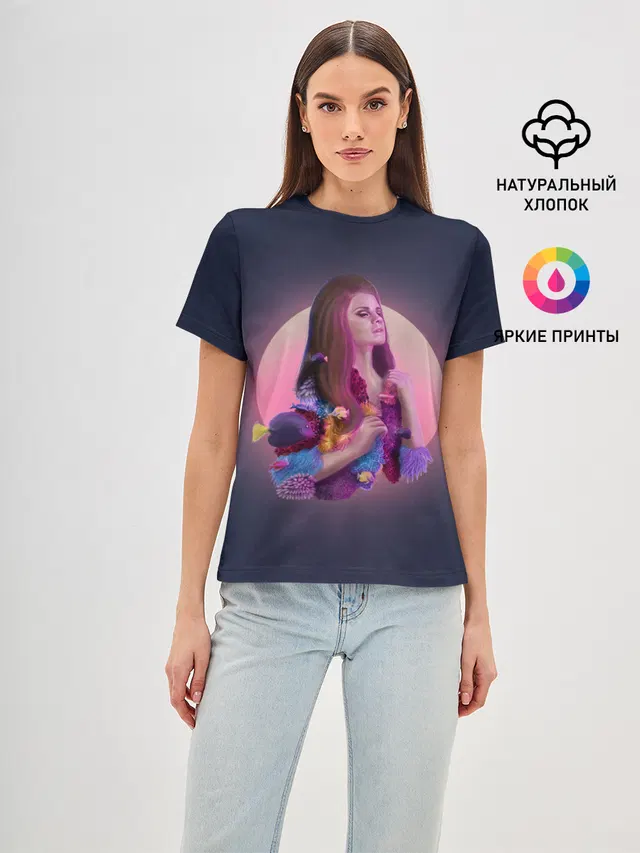Женская базовая футболка с принтом «Lana Del Rey — Лана под водой»