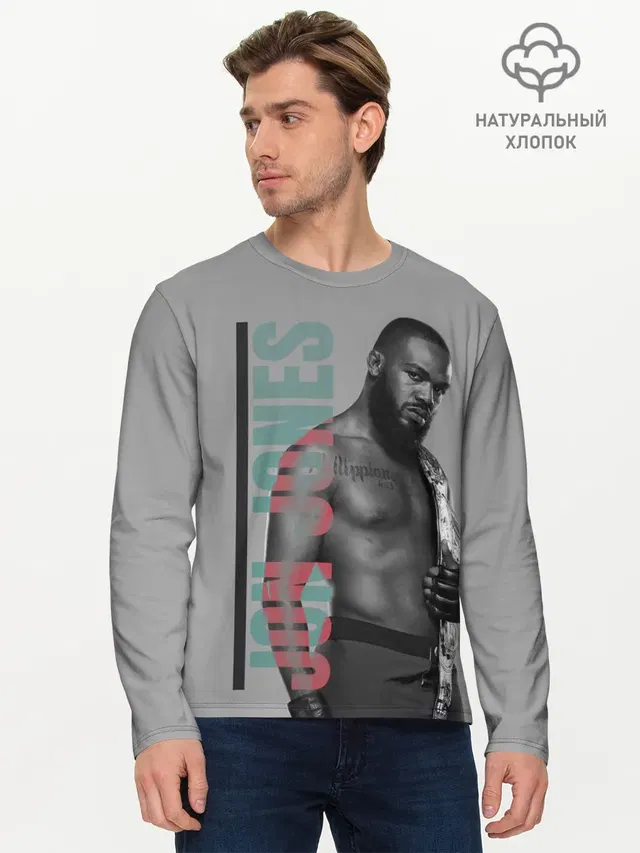 Мужской лонгслив базовый с принтом «MMA — Jon Jones»