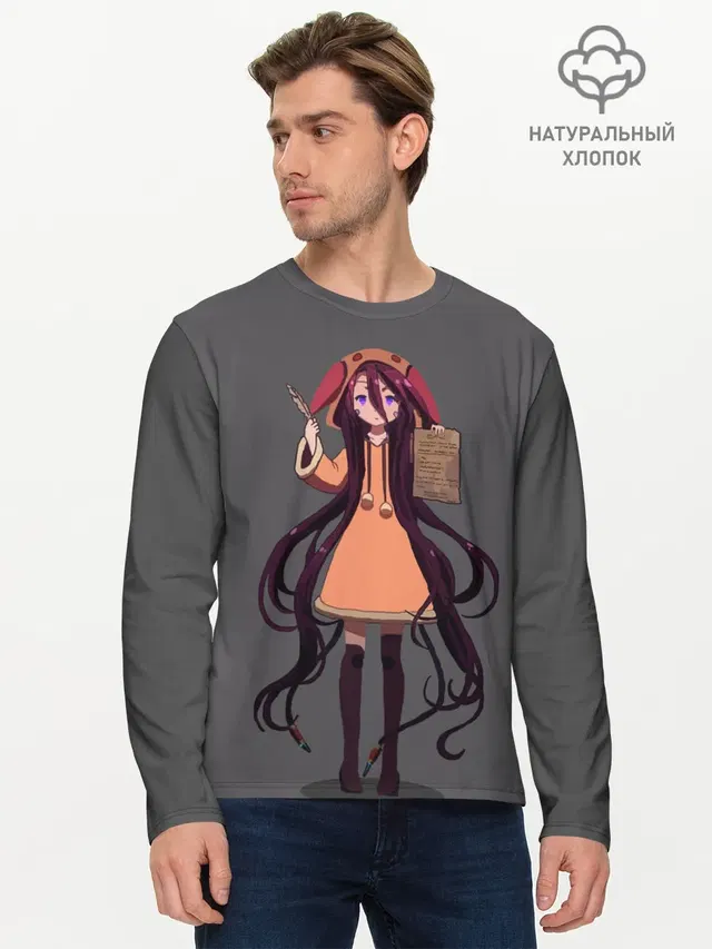 Мужской лонгслив базовый с принтом «No Game No Life — Шуви»