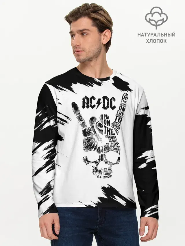 Мужской лонгслив базовый с принтом «AC/DC»