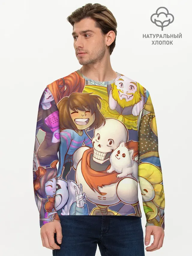 Мужской лонгслив базовый с принтом «Asgore Dreemurr»
