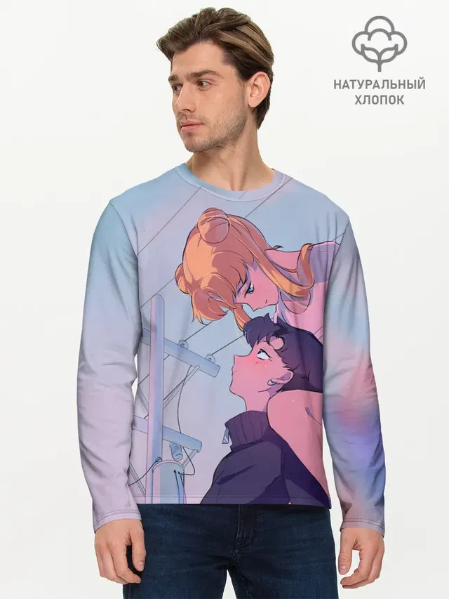 Мужской лонгслив базовый с принтом «Anime»