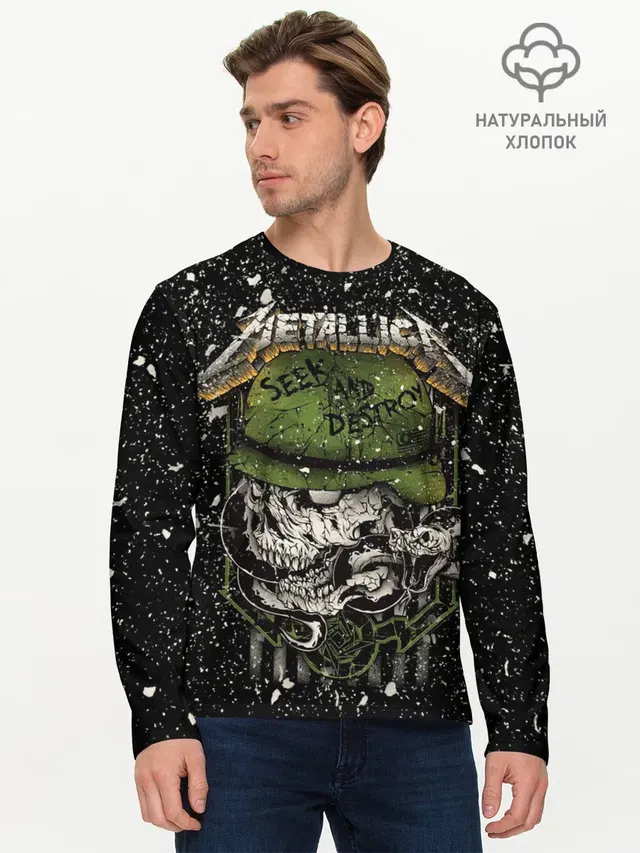 Мужской лонгслив базовый с принтом «Metallica»