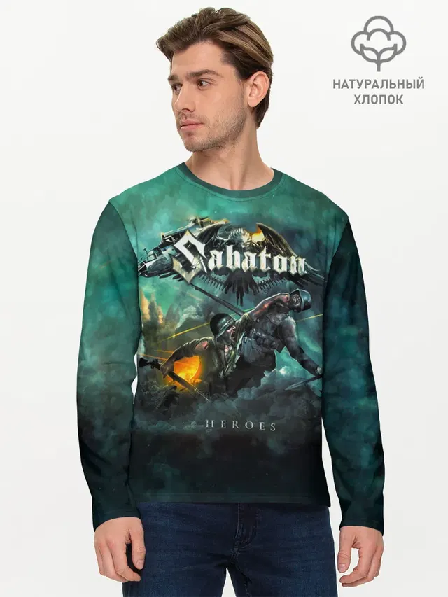 Мужской лонгслив базовый с принтом «Sabaton»