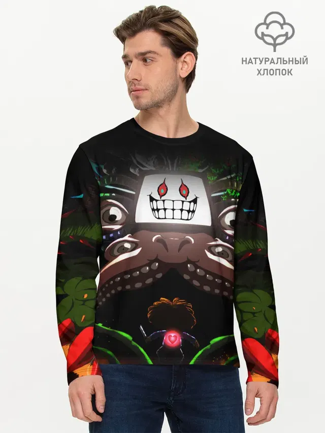 Мужской лонгслив базовый с принтом «Omega Flowey»