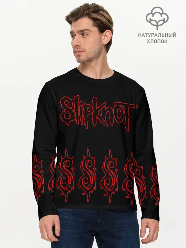 Мужской лонгслив базовый с принтом «Slipknot S symbol»