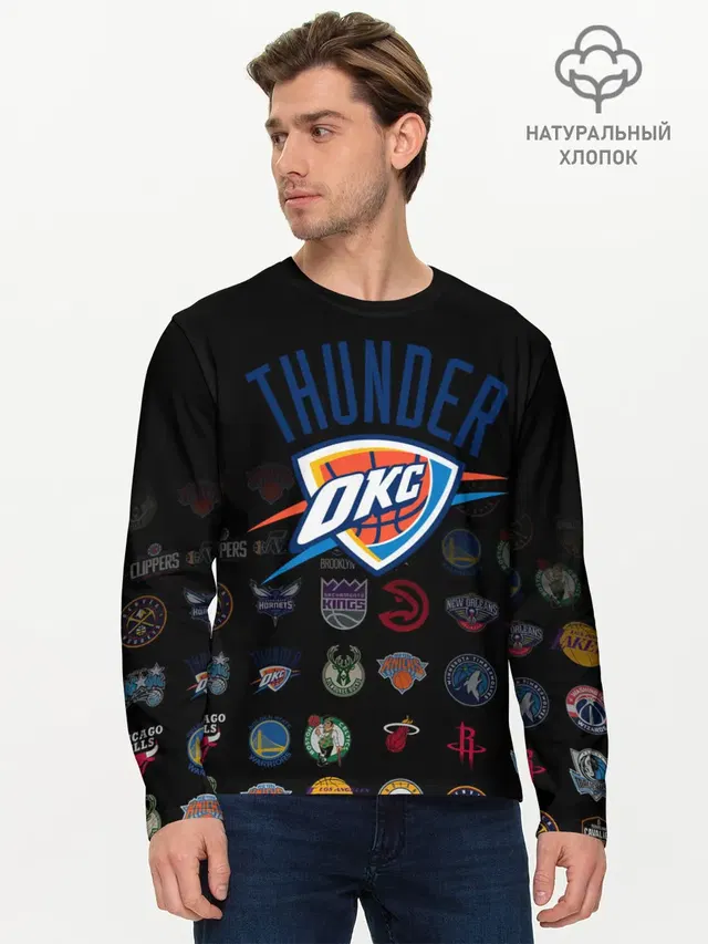 Мужской лонгслив базовый с принтом «НБА — Oklahoma City Thunder»