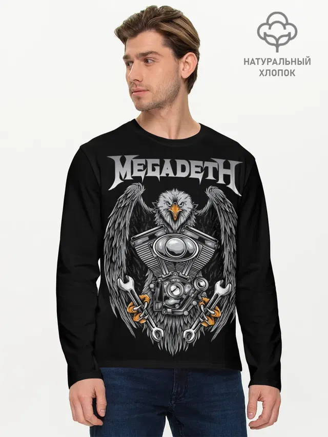 Мужской лонгслив базовый с принтом «Megadeth»