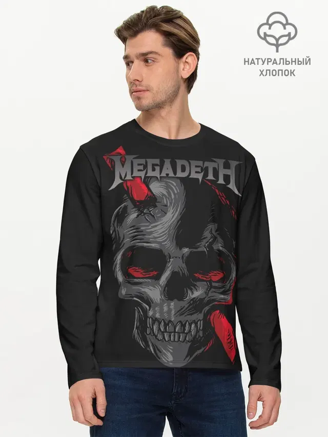 Мужской лонгслив базовый с принтом «Megadeth»
