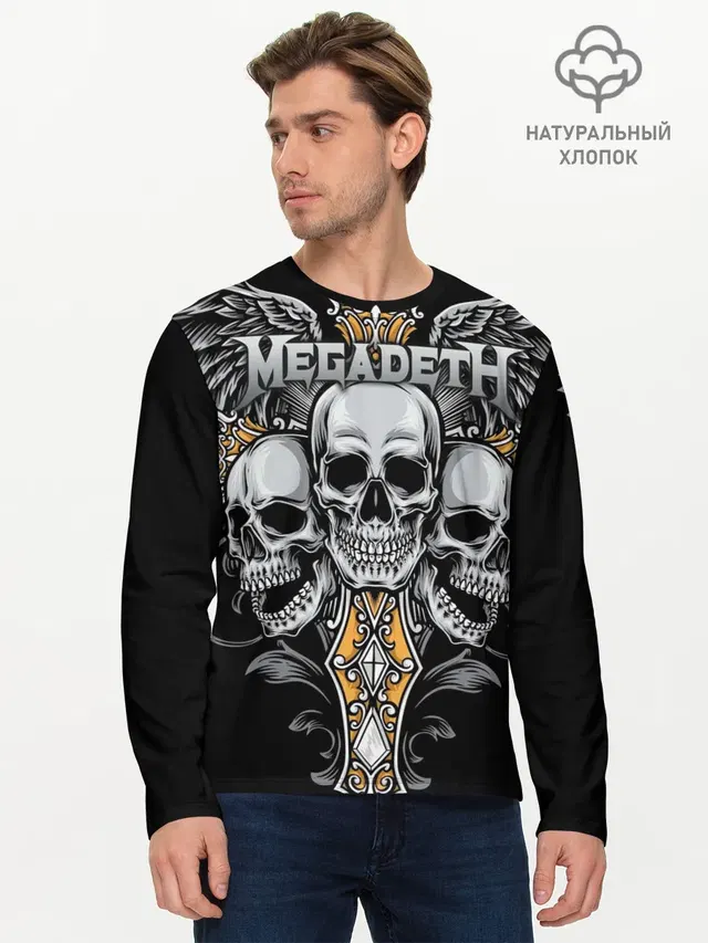 Мужской лонгслив базовый с принтом «Megadeth»