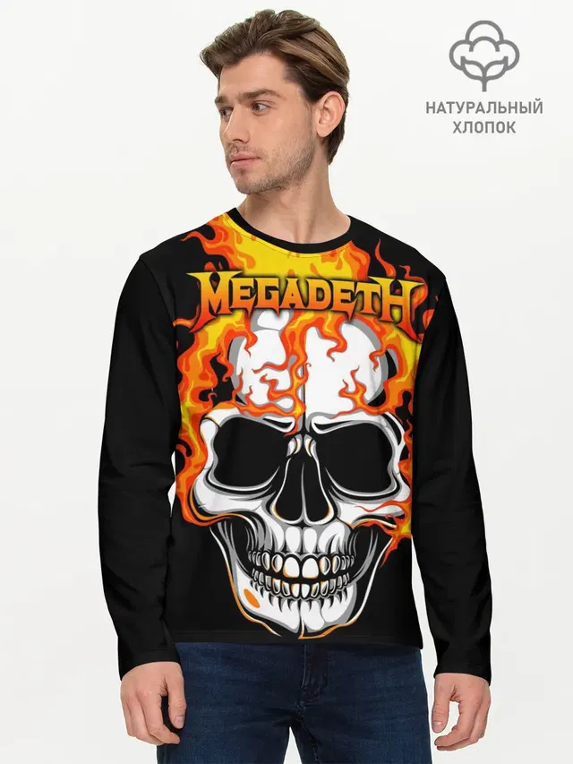 Мужской лонгслив базовый с принтом «Megadeth»