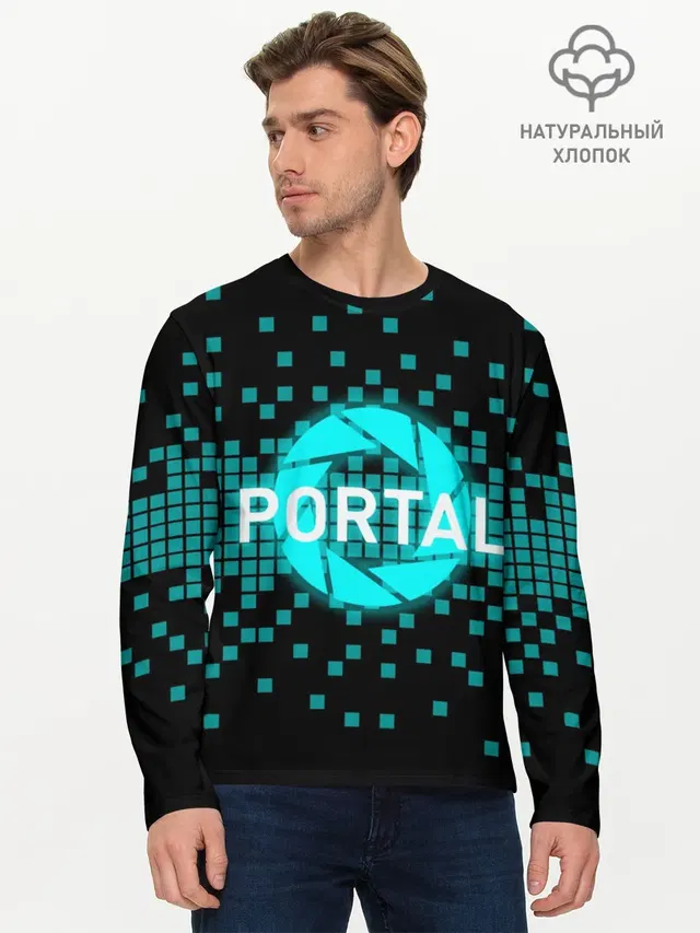 Мужской лонгслив базовый с принтом «Portal series»