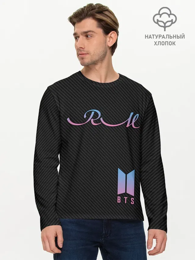 Мужской лонгслив базовый с принтом «BTS — BTS RM»