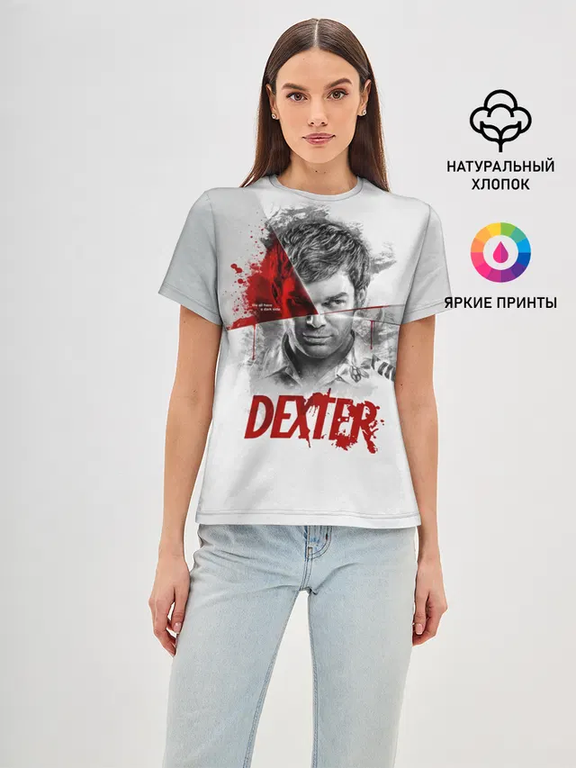 Женская базовая футболка с принтом «Декстер — Dexter Правосудие Декстера»