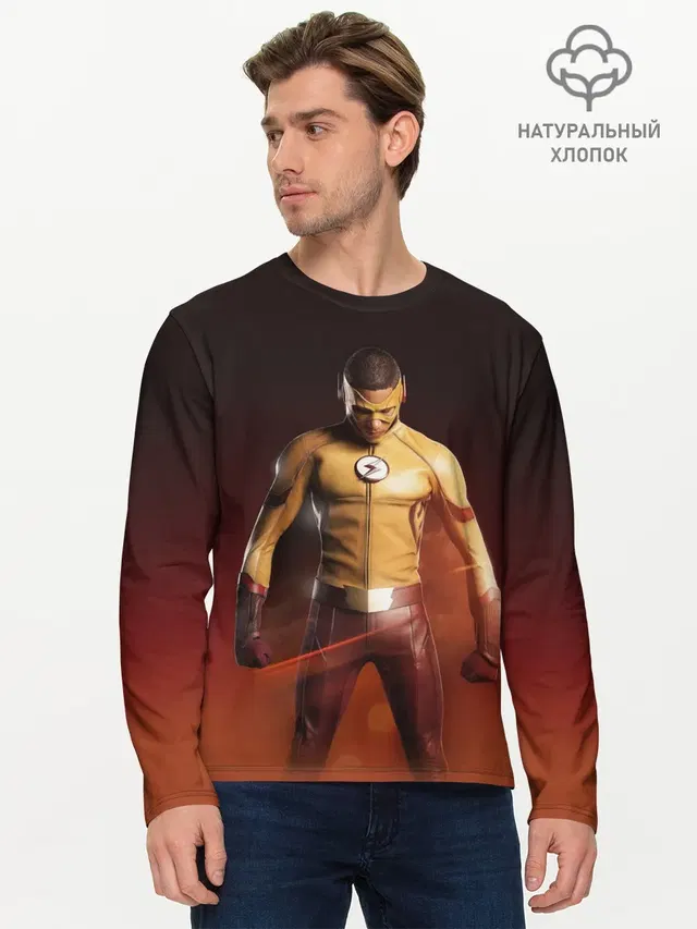 Мужской лонгслив базовый с принтом «Флэш — Wally West»