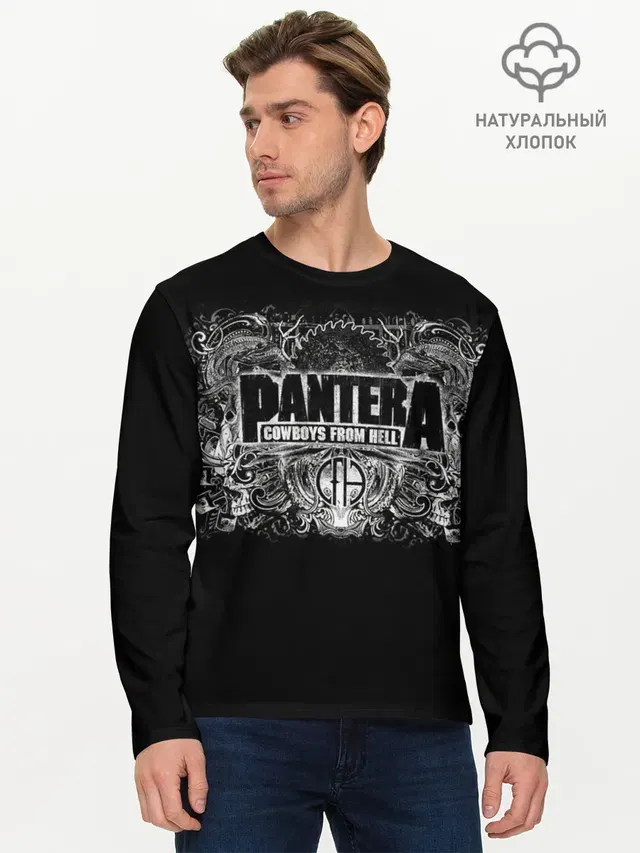 Мужской лонгслив базовый с принтом «Разный рок — PANTERA.»