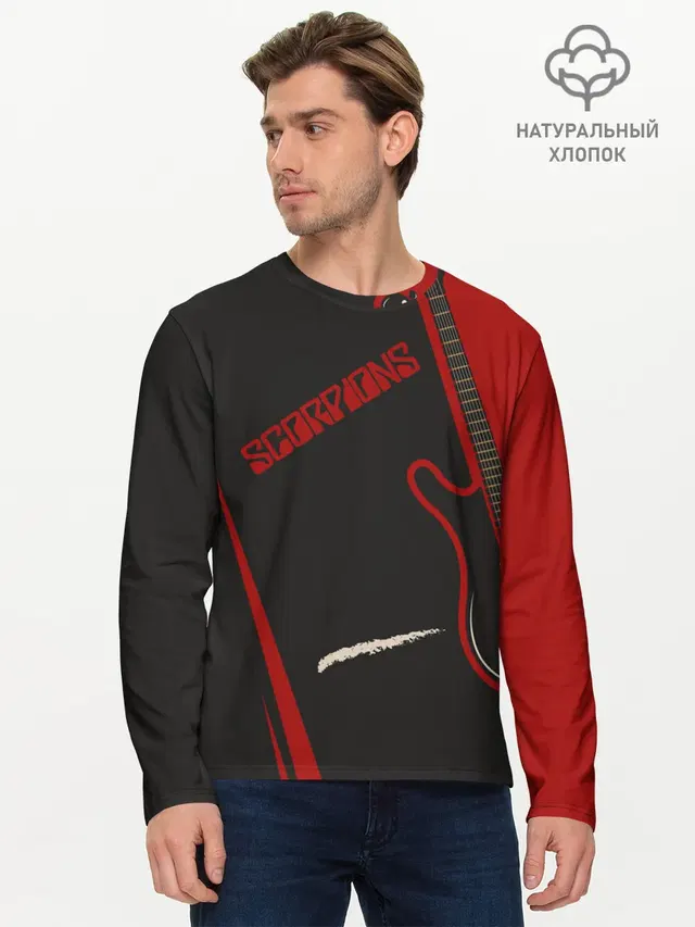 Мужской лонгслив базовый с принтом «Scorpions»