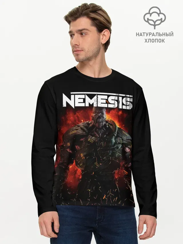 Мужской лонгслив базовый с принтом «Nemesis»