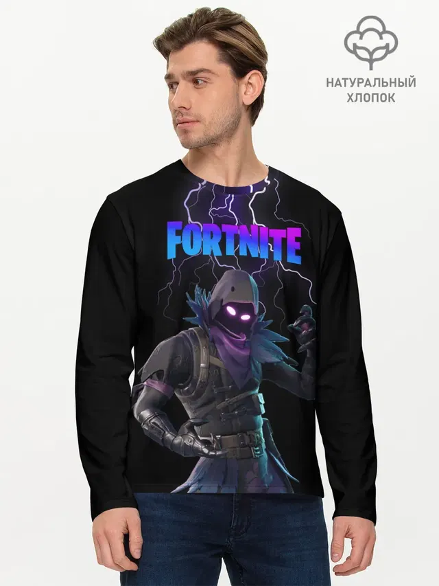 Мужской лонгслив базовый с принтом «Фортнайт — Raven Fortnite»