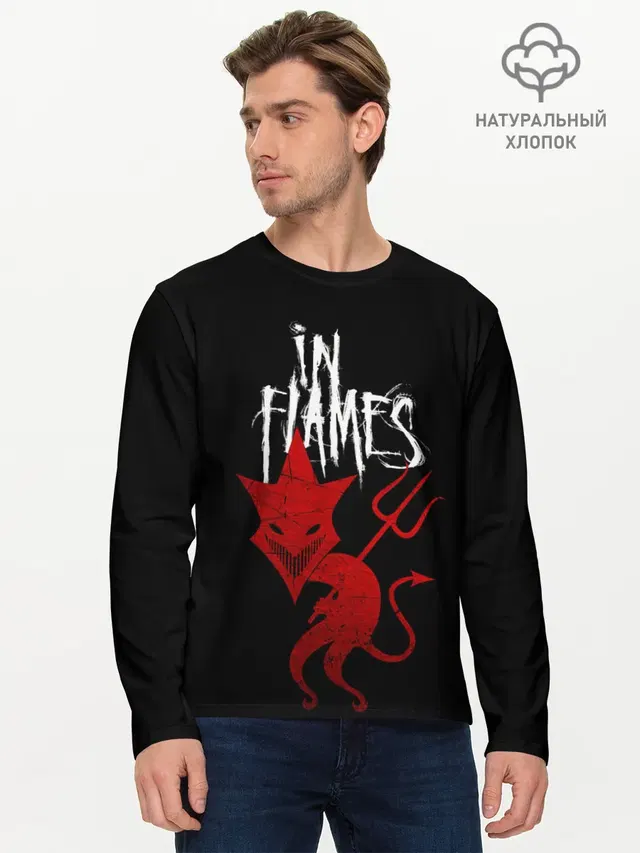 Мужской лонгслив базовый с принтом «In Flames»