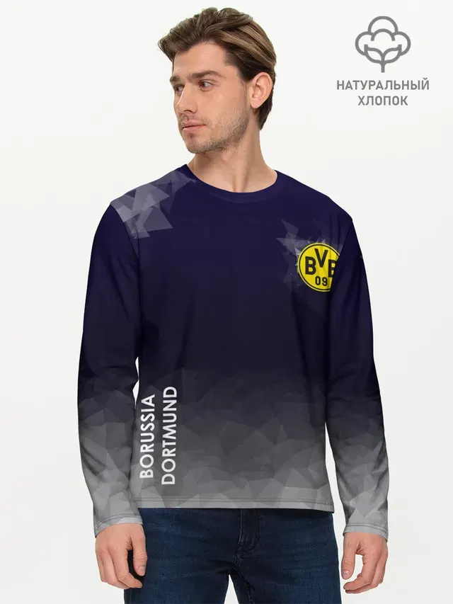 Мужской лонгслив базовый с принтом «Low poly»