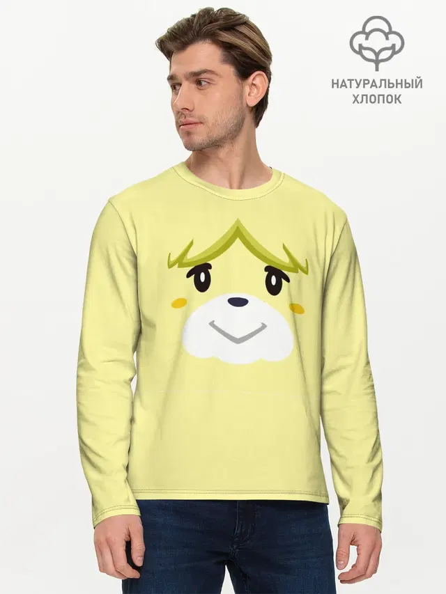 Мужской лонгслив базовый с принтом «Animal Crossing — Isabelle»