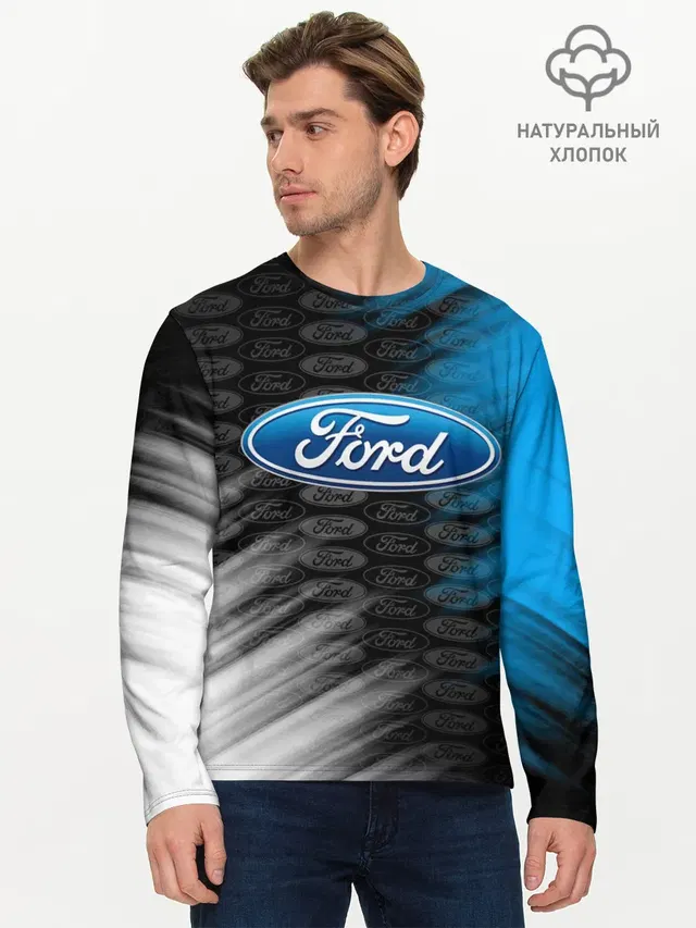 Мужской лонгслив базовый с принтом «Ford»
