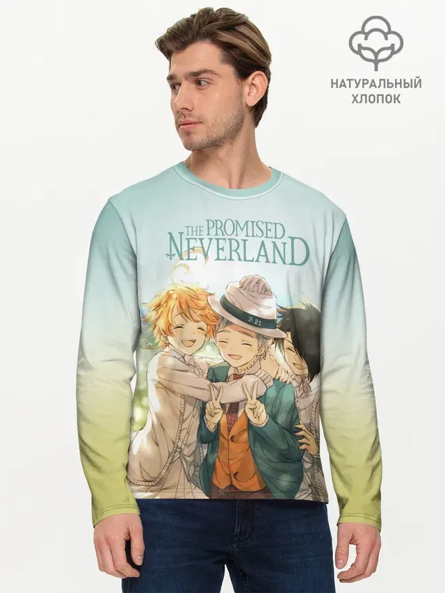 Мужской лонгслив базовый с принтом «Обещанный Неверленд — The Promised Neverland»
