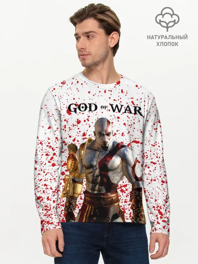 Мужской лонгслив базовый с принтом «God of war»