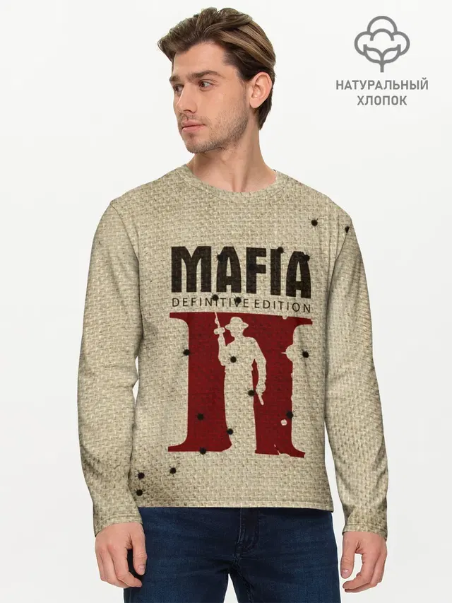 Мужской лонгслив базовый с принтом «Разные игры — Mafia 2»
