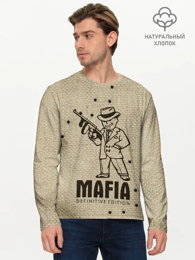 Мужской лонгслив базовый с принтом «Разные игры — Mafia 2»
